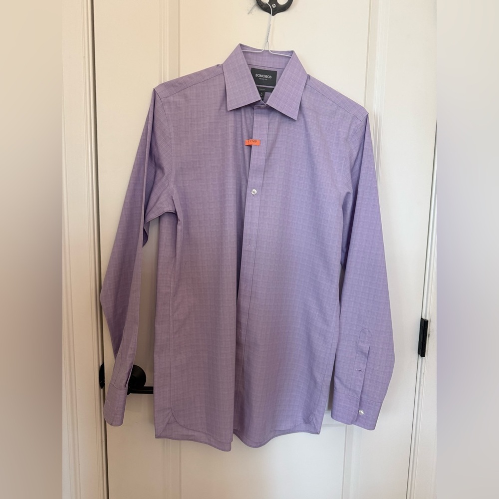Bonobos Men's Slim Fit lavender purple  Dress Shirt 16 x 36